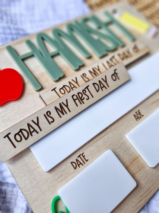 Mini First/Last Day Board Apple & Pencil
