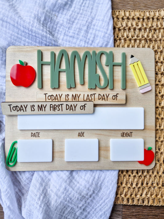 Mini First/Last Day Board Apple & Pencil