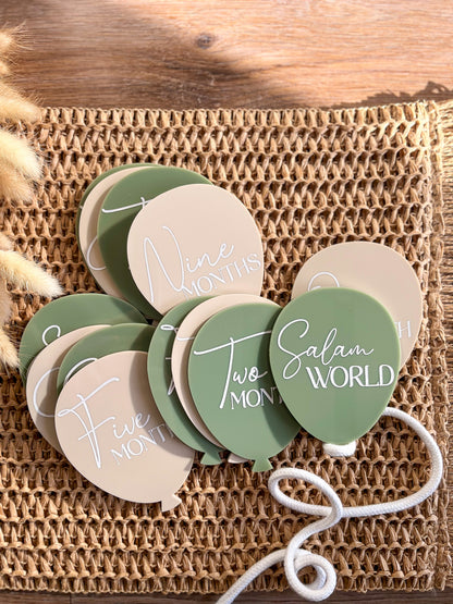 Baby Milestone Plaques - Balloons